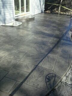 concrete stamped patio slate grey ashlar dark colored browse