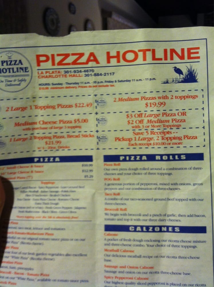 Pizza Hotline Pizza Charlotte Hall, MD Reviews Photos Yelp