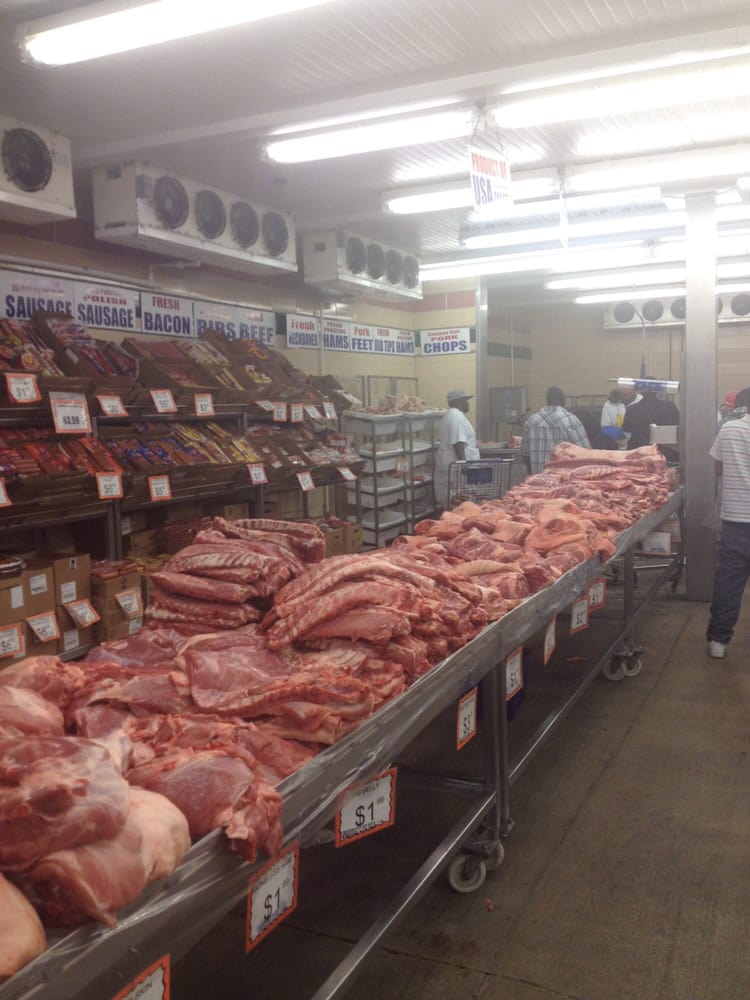 Huge butchers freezer with meat! Don't the gloves! Yelp