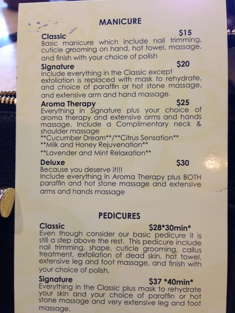Manicure menu Yelp