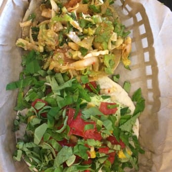 Del Seoul - Chicago, IL, United States. Shrimp and tofu tacos (top and bottom respectively)