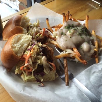 The Colorado Room - Fort Collins, CO, United States. Pork sammies, poutine