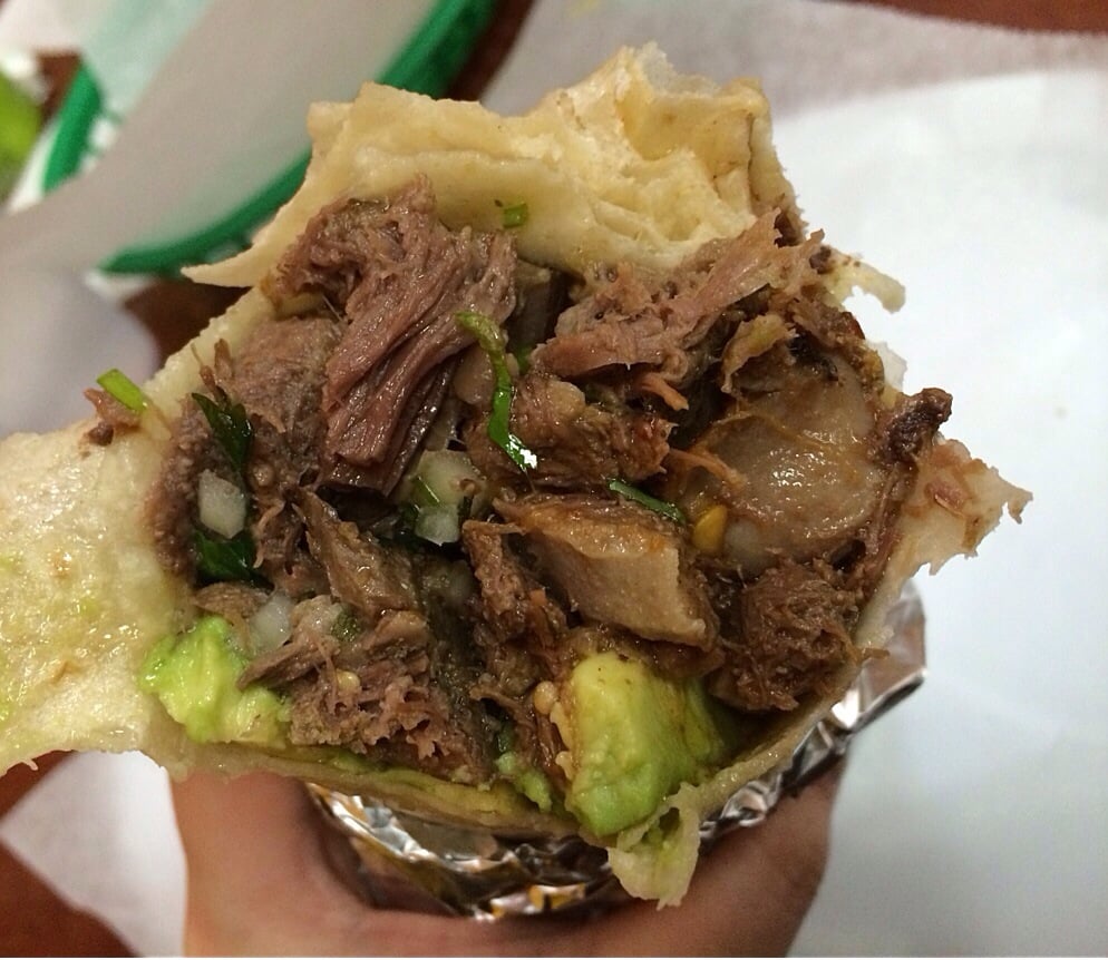 All lengua burrito that beats the overrated and overhyped La Taqueria