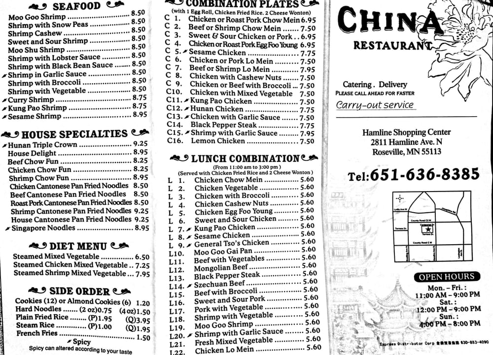 China Restaurant Chinese Roseville, MN Reviews Photos Menu Yelp
