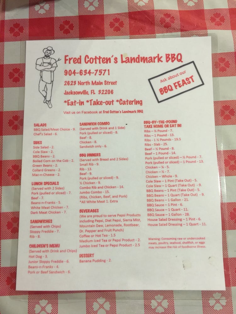 Fred Cotten’s Landmark BBQ Barbeque Downtown Jacksonville, FL