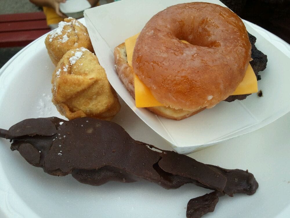 deep fried Butter, Chocolate covered Bacon, Krispy Kreme Cheeseburger