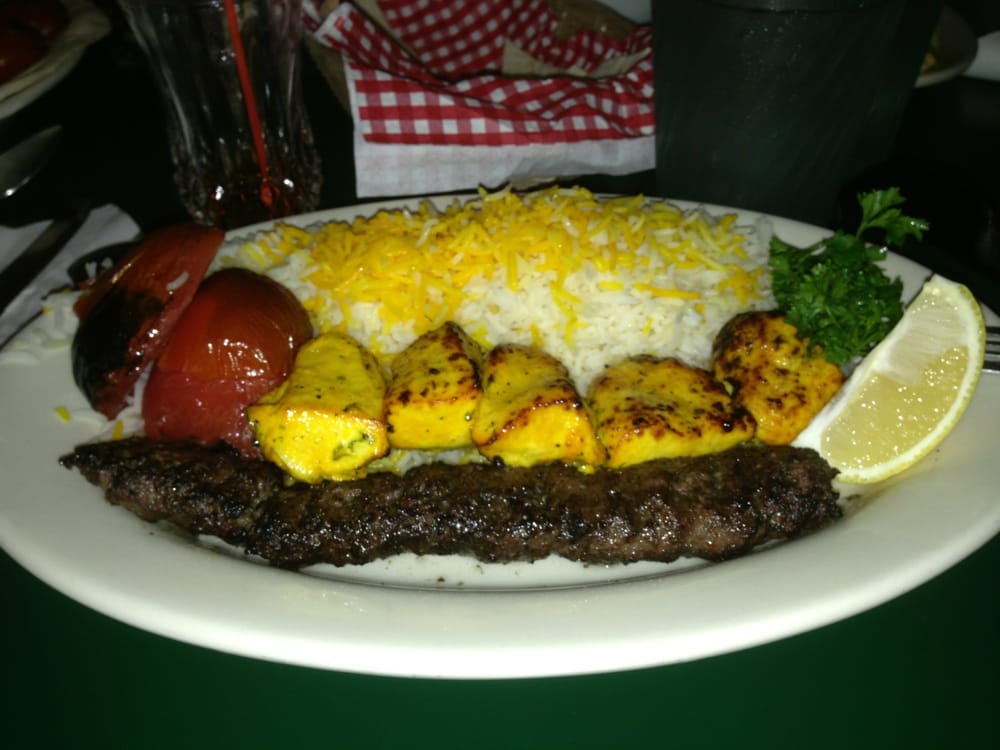 Mixed plate ground beef kabob and chicken kabob Yelp