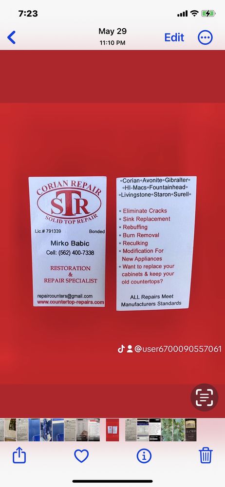 Countertop Repairs - Corian Repair