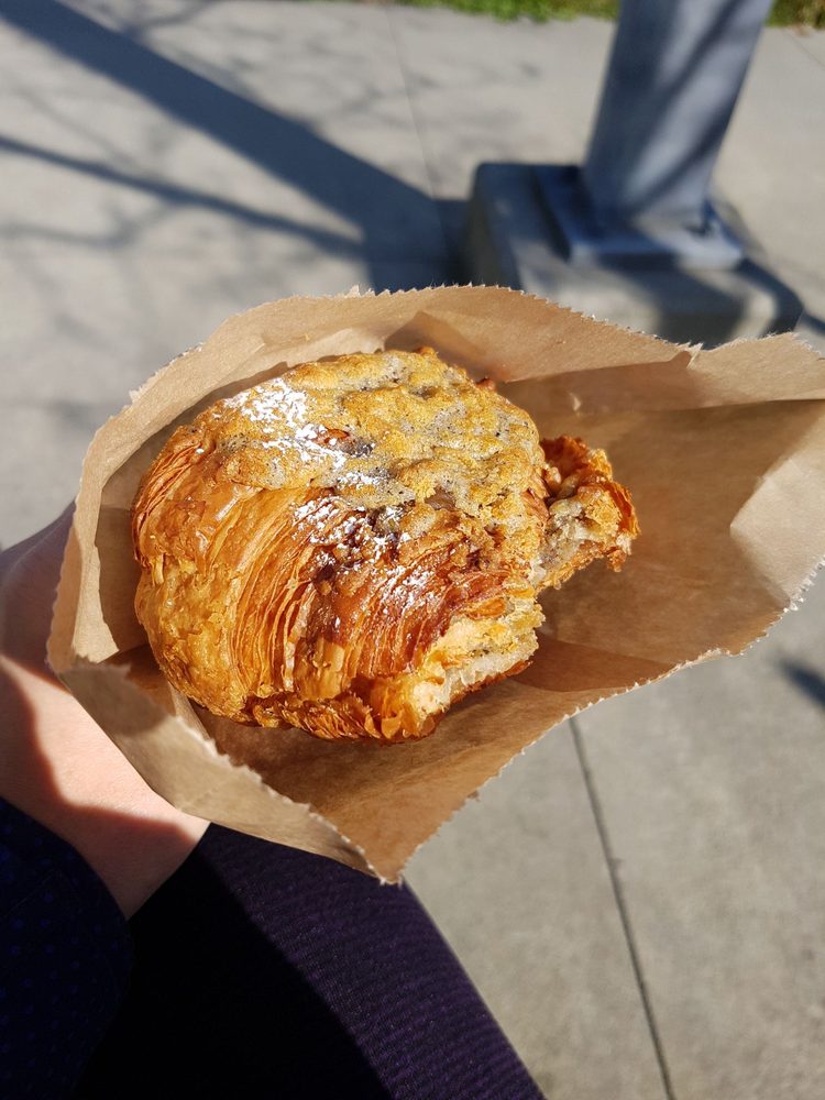 Milk tea double baked croissant. I prefer more strong milk ...