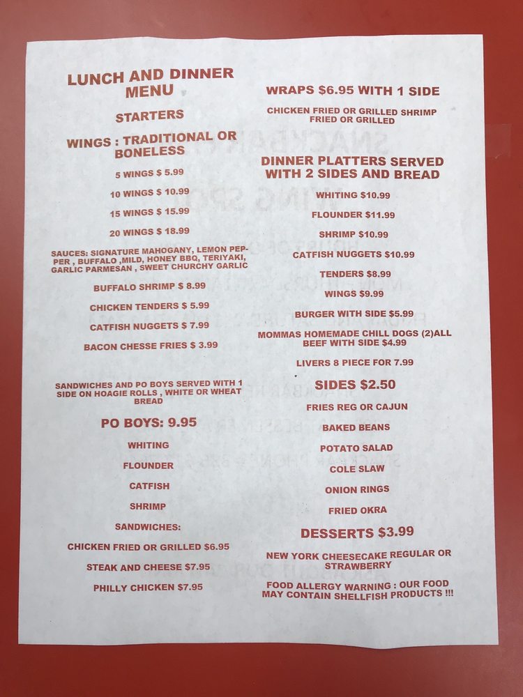 Snackbar Fish & Wing Spot