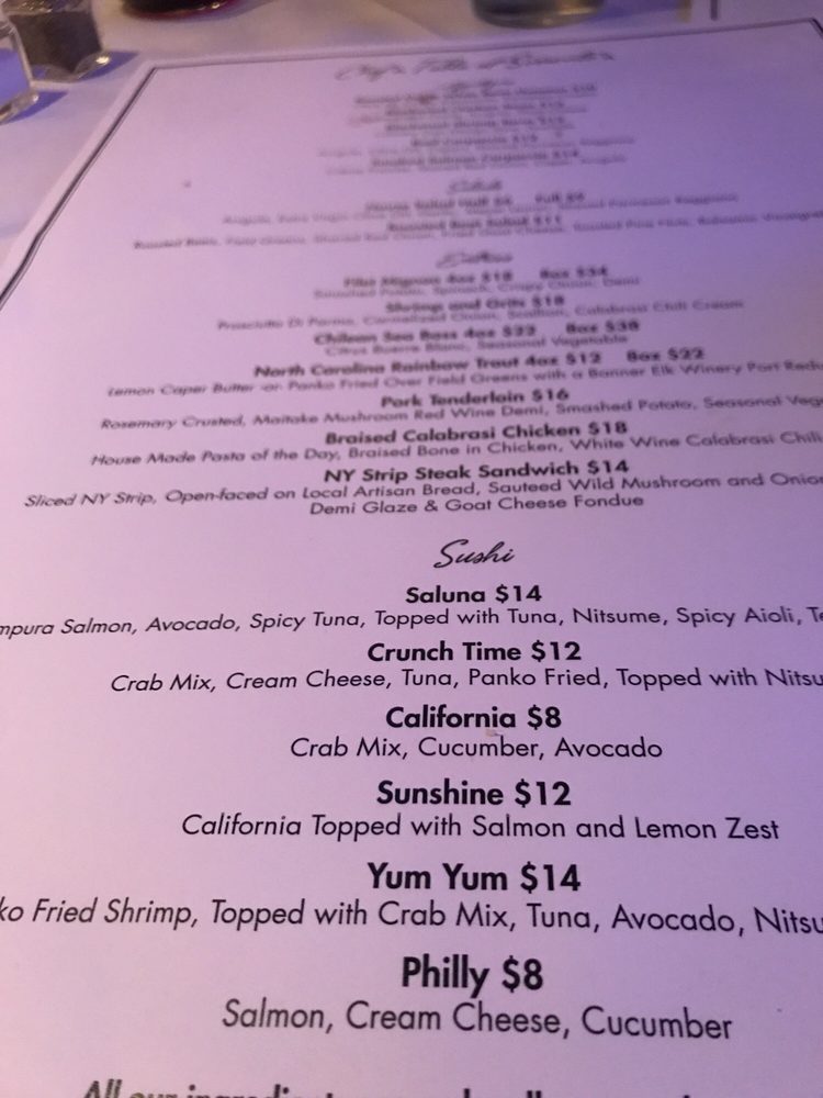 Online Menu Of The Chefs Table At Sorrentos Restaurant Banner Elk