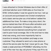 cricket customer service line