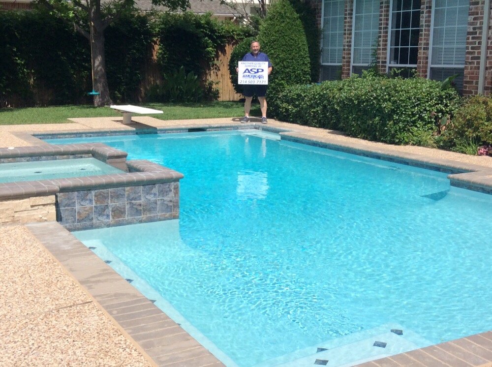 Tile Pool Surface Glass Blocks In Spa Spillway Removed And Built Photo Of Asp America S Swimming Pool Company Dallas Tx United States