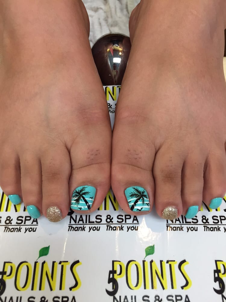 The Hawaiin Pedicure With Palm Tree Design Yelp Photo Of Five Point Nails Redlands Ca United States The Hawaiin Pedicure