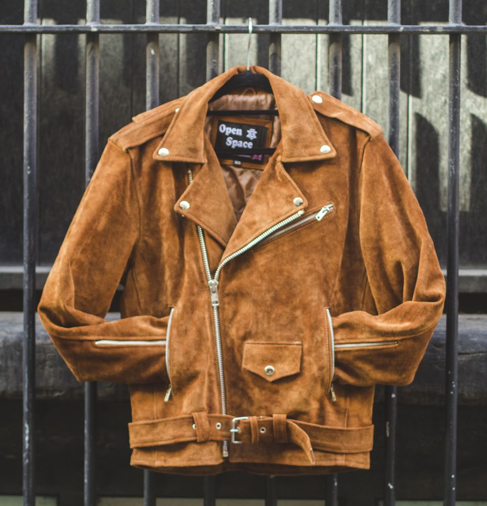 80 S Style Suede Biker Perfecto Jacket In Tan Fashion Photo Of Open Space London United Kingdom 80 S Style Suede Biker Perfecto