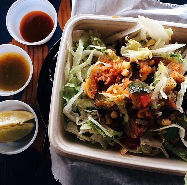 vegan freebirds burrito bowl option calabacitas tempeh extra