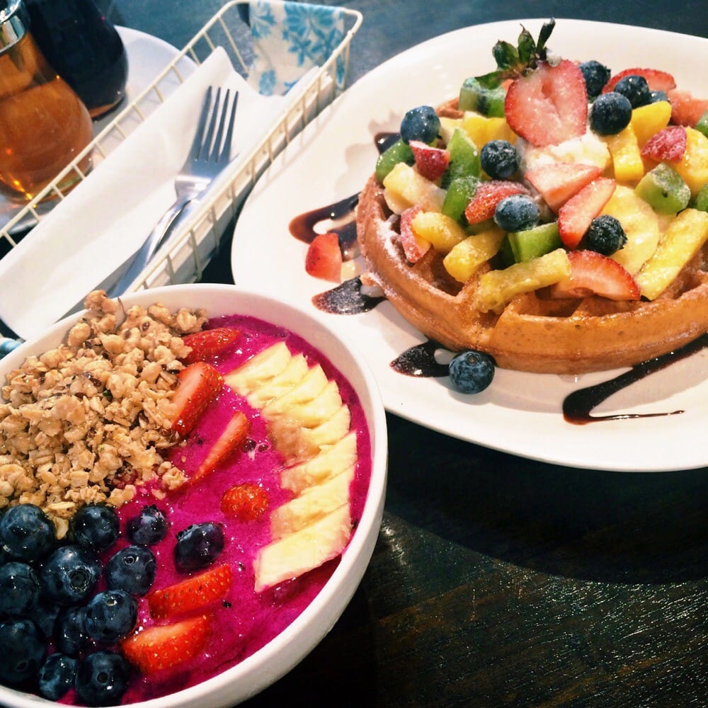 Pitaya bowl and waffle ( Yelp