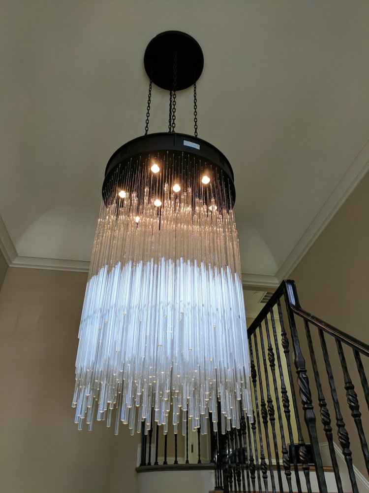 Rain Chandelier From Restoration Hardware Installed By Bays Photo Of Bays Electric Redwood City Ca United States Rain Chandelier From