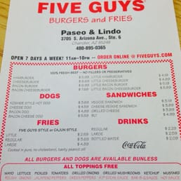 5 guys chandler az Ease your appetite with delicious bites from Five Guys Burgers and Fries in Chandler. Take the kids along too? this restaurant is a great spot for families with food that even little ones will love. Get online gratis thanks to Five Guys Burgers and Fries' complimentary jelly555.ml can also grab your grub to jelly555.ml parking is accessible for Five Guys Burgers and Fries' jelly555.mlon: West Chandler Boulevard, , AZ.