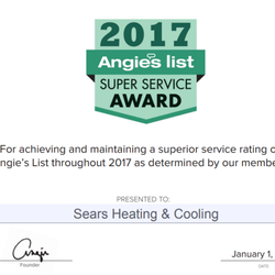 Photo of Sears Heating & Cooling - Columbus, OH, United States. Angie's List Super Service Award 2017!