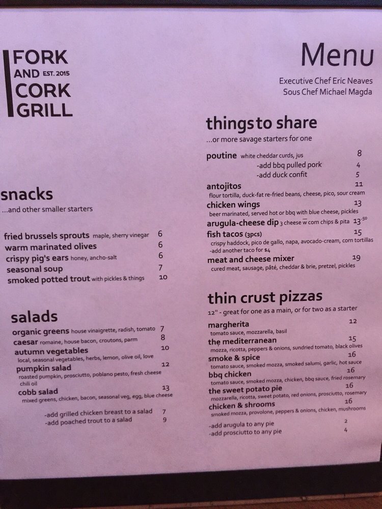 Menu Fork And Grill Kitchener Menu Fork And Grill Kitchener