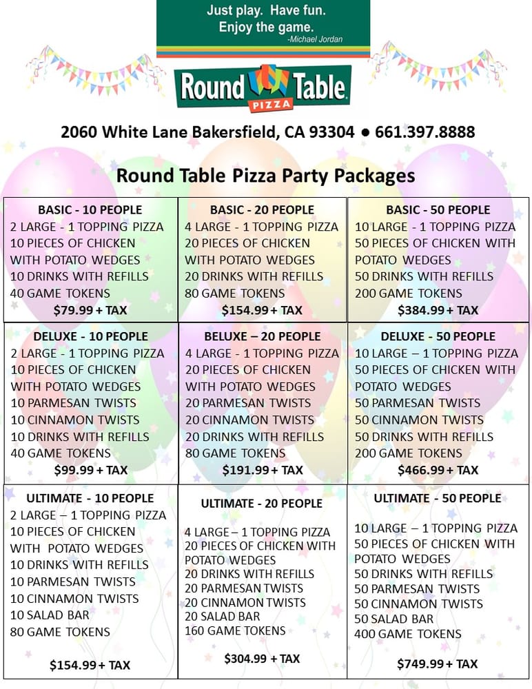 Our Great Party Packages Good For Families And Even Greater Photo Of Round Table Bakersfield Ca United States Our Great Party