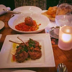 Spaghettini & the Dave Koz Lounge - Beverly Hills, CA, United States. Lamb lollipops.  One of many small plates we had
