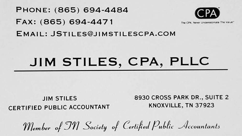 Jim Stiles, CPA Accountants 8930 Cross Park Dr, Knoxville, TN