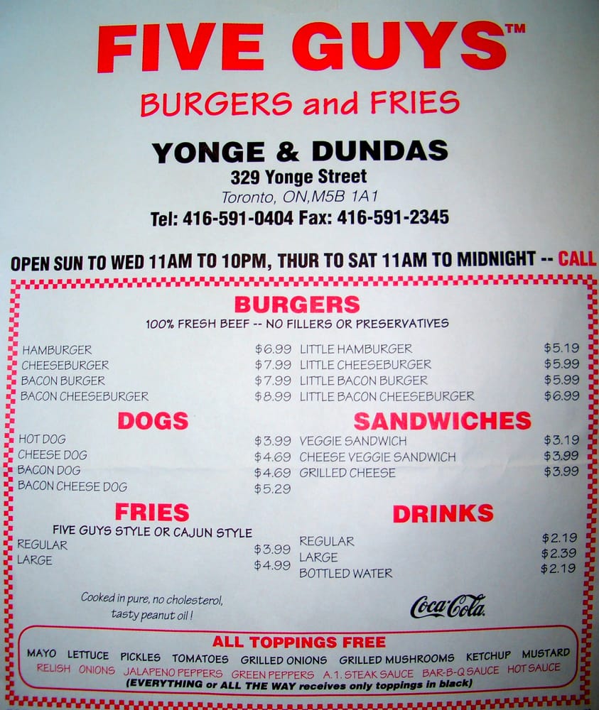Five Guys 73 P Os 141 Reviews Burgers 329 Yonge Street Ryerson Toronto On Canada Restaurant Reviews Phone Number Yelp Five Guys 73 P Os 141 Reviews Burgers 329 Yonge Street Ryerson Toronto On Canada Restaurant Reviews Phone Number Yelp