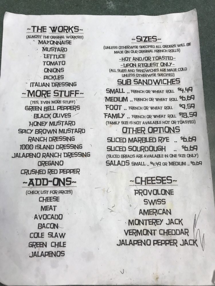Online Menu Of Brown Bag Deli Restaurant Alamogordo New Mexico Menu Of Brown Bag Deli Restaurant