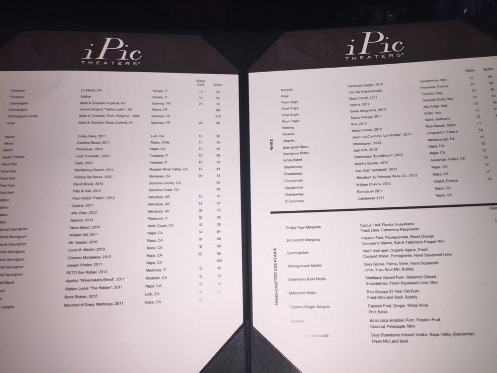 Ipic Theater Boca Food Menu Ipic Theater Boca Food Menu