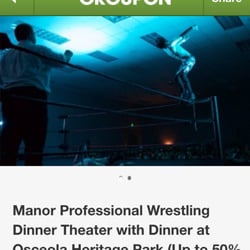 Manor Professional Wrestling Dinner Theater - Kissimmee, FL, United States. Manor Professional Wrestling Dinner Theater with Dinner at Osceola Heritage Park (Up to 50% Off).  http://gr.pn/1G8tXVP