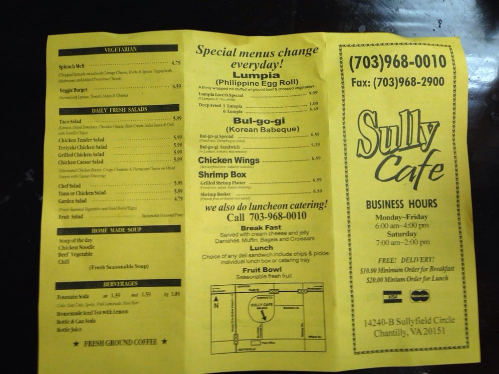 Online Menu of Sully Cafe Restaurant, Chantilly, Virginia, 20151 Zmenu