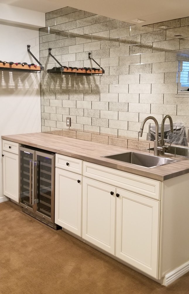 Custom Built In Bar With Mirror Tile Yelp