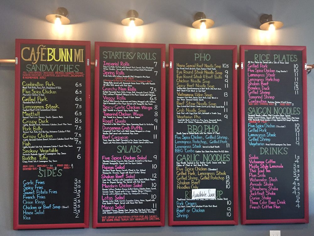 Cafe Bunn Mi South San Francisco Menu Cafe Bunn Mi South San Francisco Menu