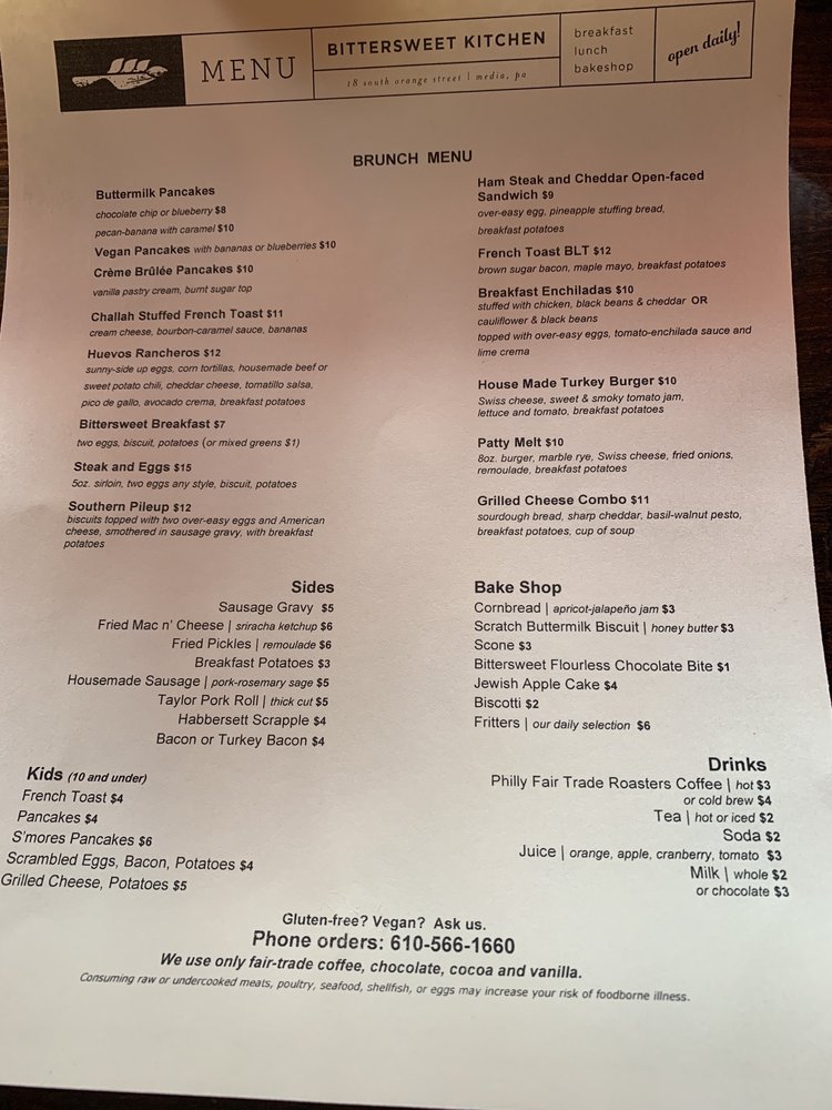 Online Menu Of Bittersweet Kitchen Restaurant Media Pennsylvania