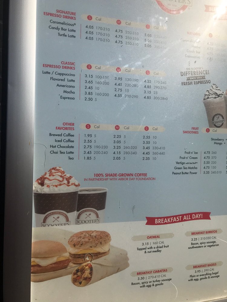 Online Menu Of Scooters Coffee Restaurant Fair Oaks California Menu Of Scooters Coffee Restaurant