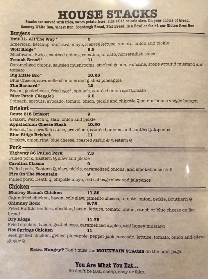 Online Menu Of Stack House Restaurant Mars Hill North Carolina Online Menu Of Stack House Restaurant