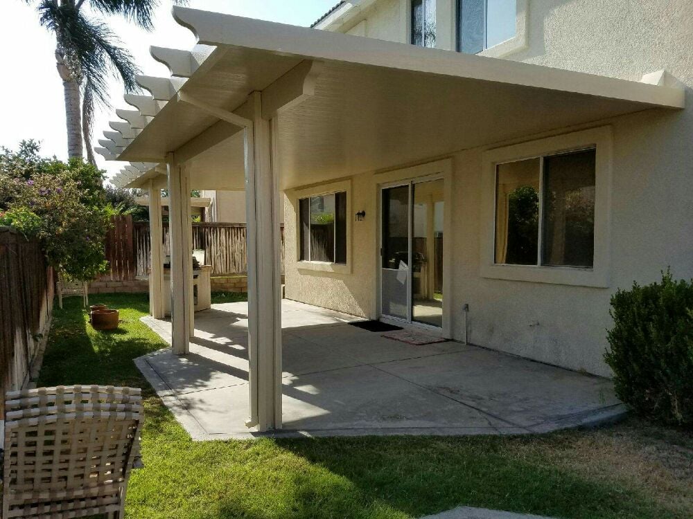 Here S A 12x14 14x16 6 Solid Top Patio Cover In Rancho With 2 Fans Here S A 12x14 14x16 6 Solid Top Patio Cover In Rancho With 2 Fans 1 Flood Light And Double Switch Finished Day Yelp
