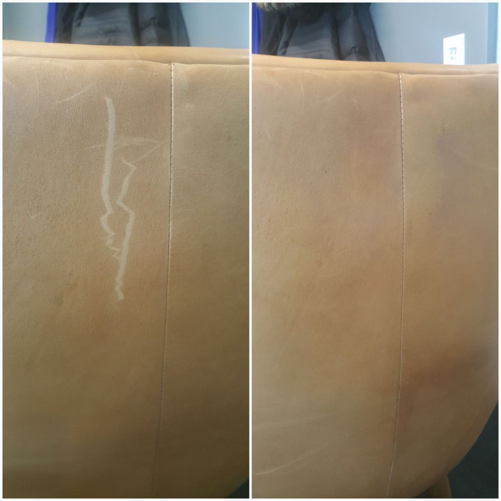 Scratched Leather Chair Before And After Picture Let Us
