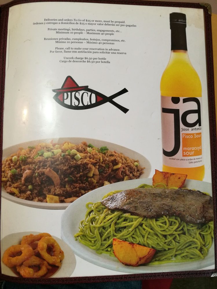 Menu Yelp Photo Of Pisco S Restaurant Jacksonville Fl United States