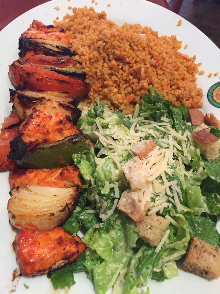 Chicken kabob with organic bulgur pilaf Yelp