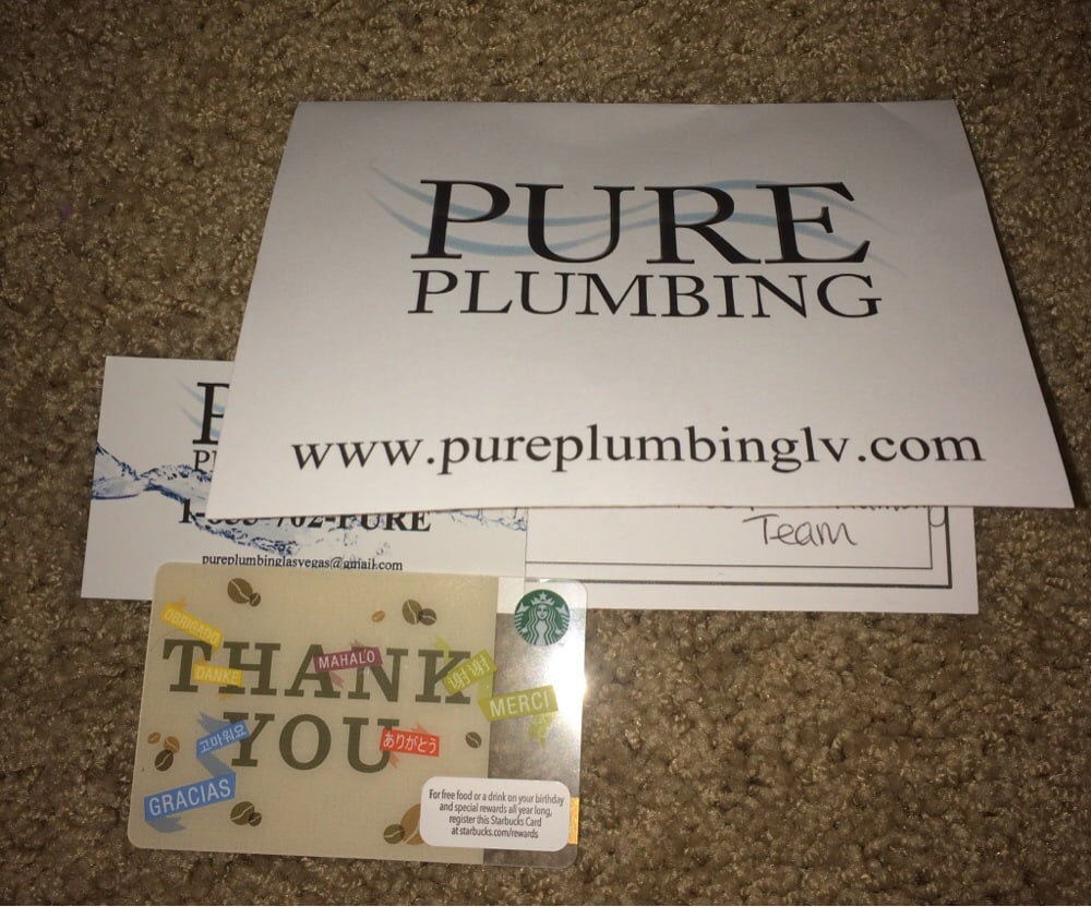 Thank You Card I Received A Few Days Later With Starbucks Gift Photo Of Pure Plumbing Las Vegas Nv United States Thank You Card