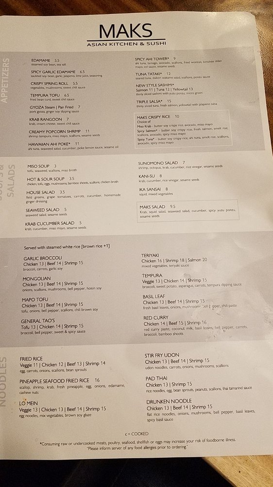 Online Menu Of Maks Asian Kitchen Sushi Restaurant Fort Myers