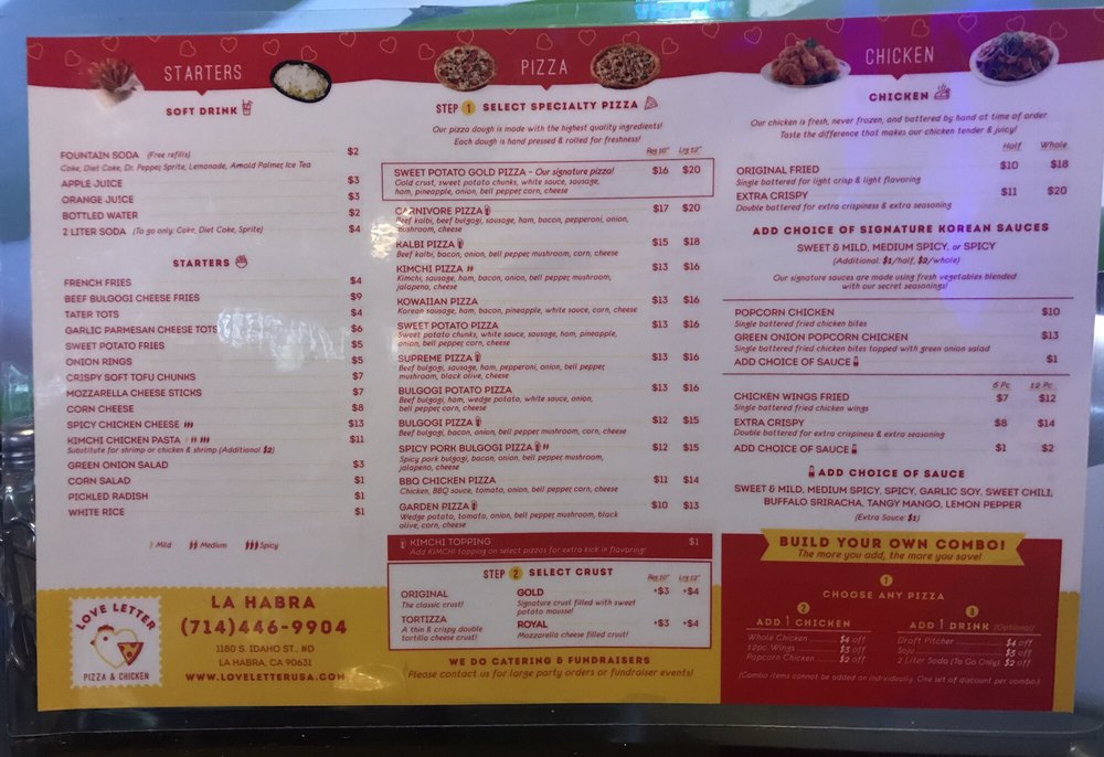 La Love Letter Pizza And Chicken La Love Letter Pizza And Chicken