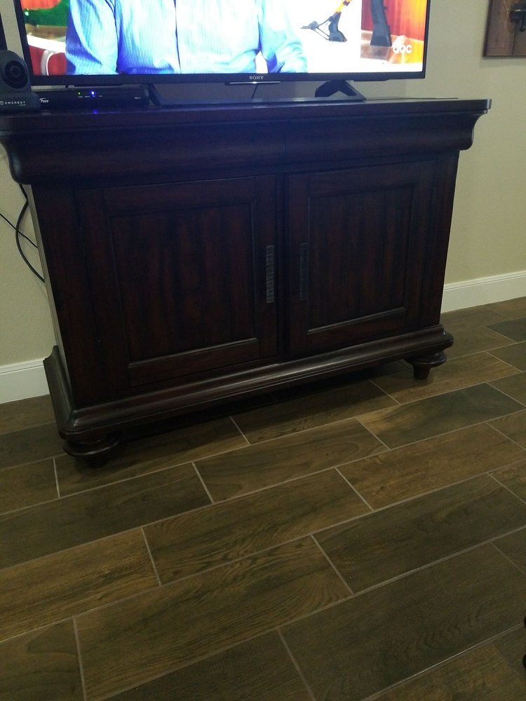 Love Our Tv Stand Solid Wood Holld 50 Inch Hides The Wires Photo Of The Dump Furniture Houston Tx United States Love Our
