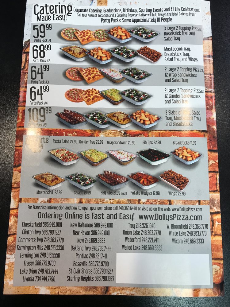 Online Menu Of Dollys Pizza Restaurant Livonia Michigan 48154