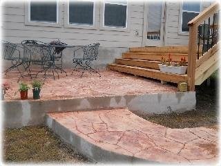 Stamp Stain Concrete Patio Walkway With Attached