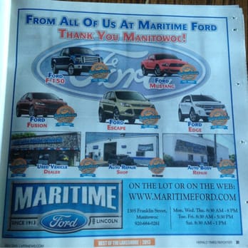 Maritime Ford Lincoln Car Dealers 1305 Franklin St Manitowoc Photo Of Maritime Ford Lincoln Manitowoc Wi United States Best