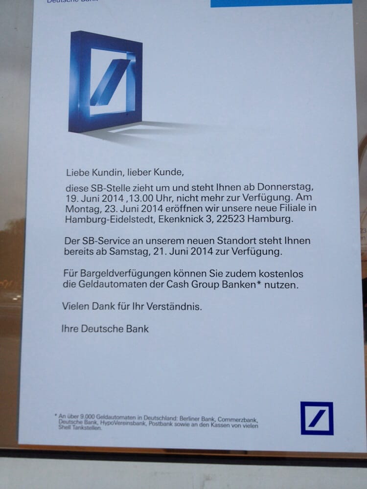 Deutsche Bank Closed Banks Credit Unions Luruper Hauptstr